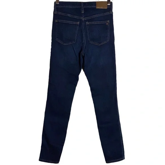 Madewell 10" High Rise Skinny Medium Blue Wash Stretch Whiskers Jeans Denim 26 - Picture 3 of 16